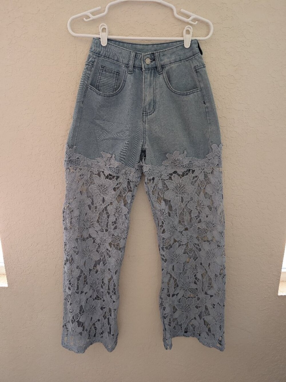 Y2K Boho Crochet Jeans Size XS Fairy